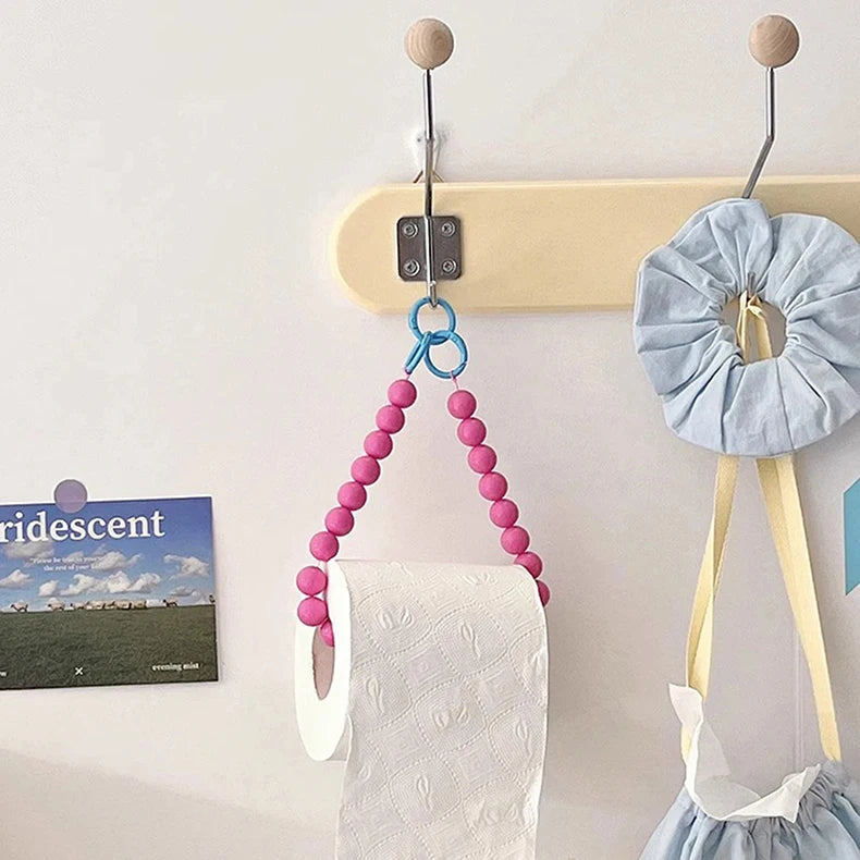 Pink Hanging Beaded Tissue Holder