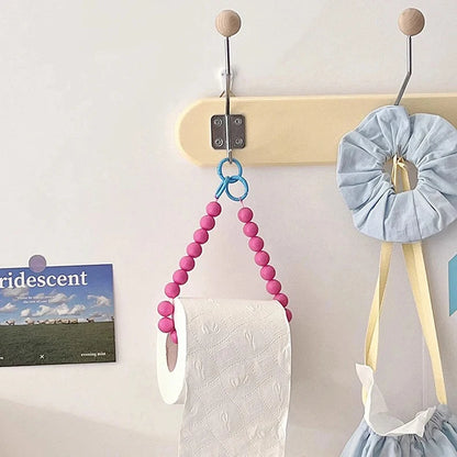 Pink Hanging Beaded Tissue Holder