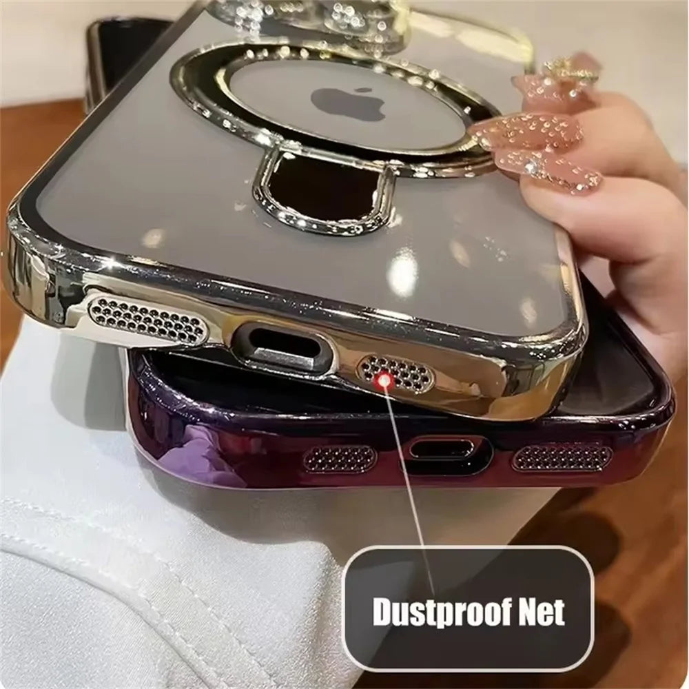Clear Magnetic MagSafe Case – Acrylic Stand Holder Cover for iPhone 11–16