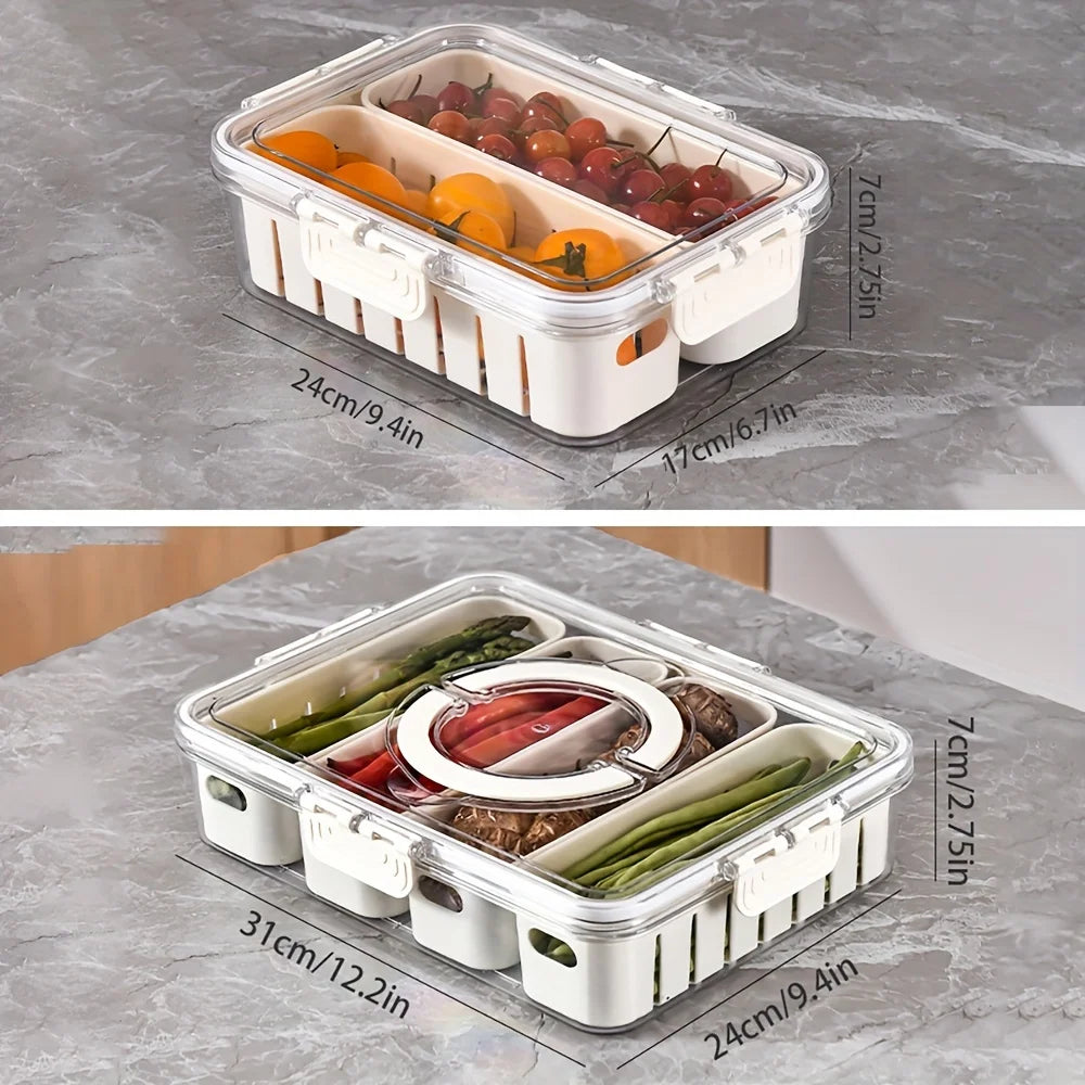 Snack Portable Tray with Handle – Veggie & Snack Organizer for Travel & Parties