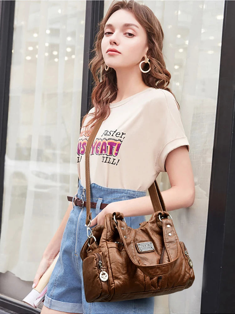Y2K Crossbody – Retro PU Leather Biker Bag