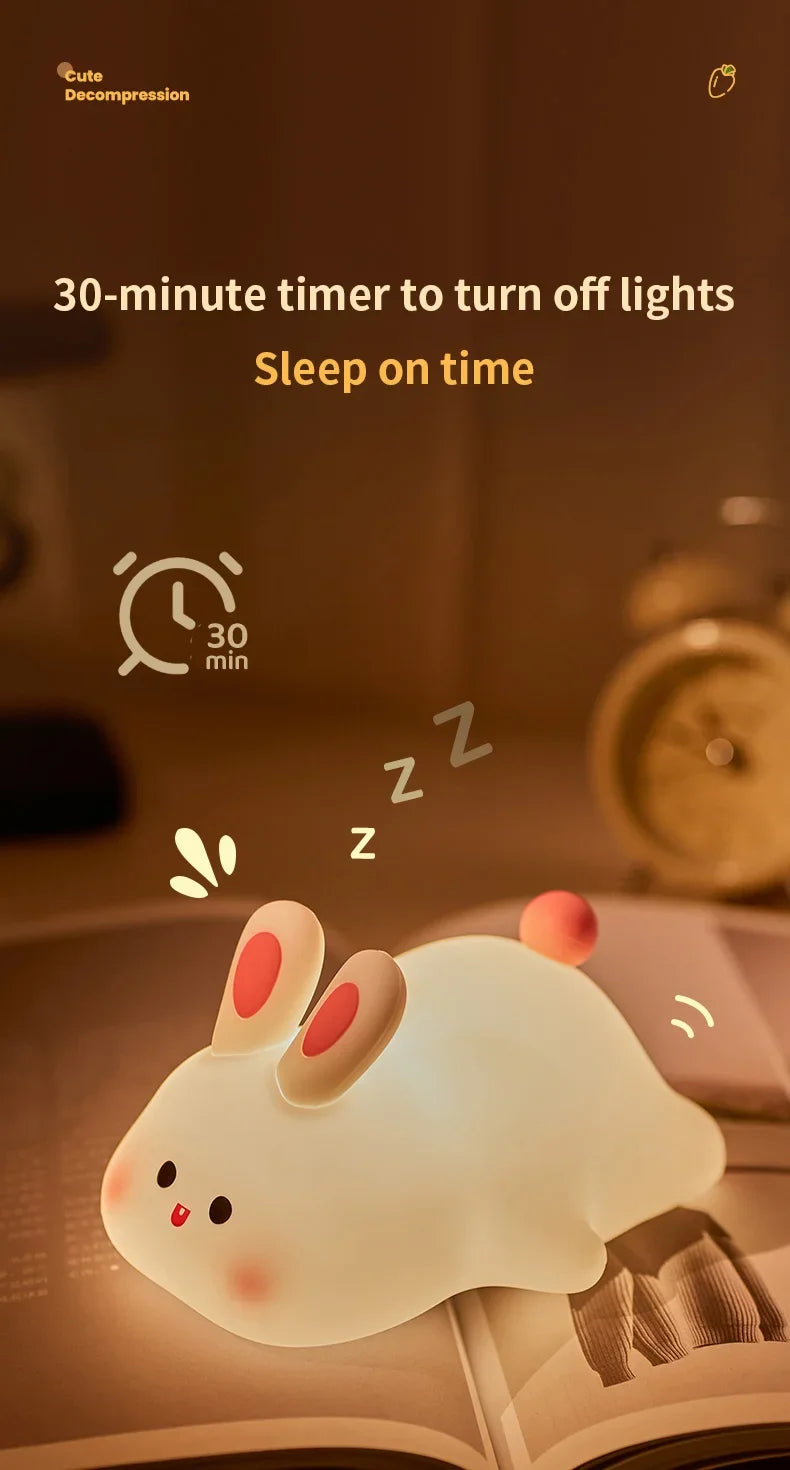 Silicone Bunny Night Light – Touch Sensor Lamp for Kids, Babies & Nursery Decor