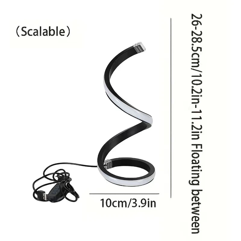 Modern Spiral LED Night Lamp – 3-Color Mood Light for Bedroom & Office