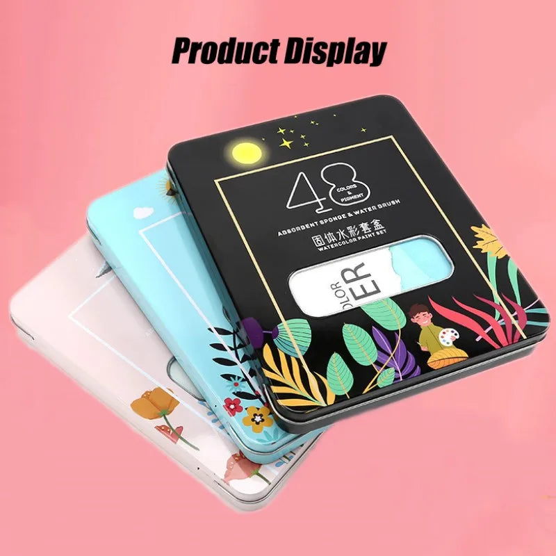 Watercolor Set with 48 colors and Brush & Paper Supplies
