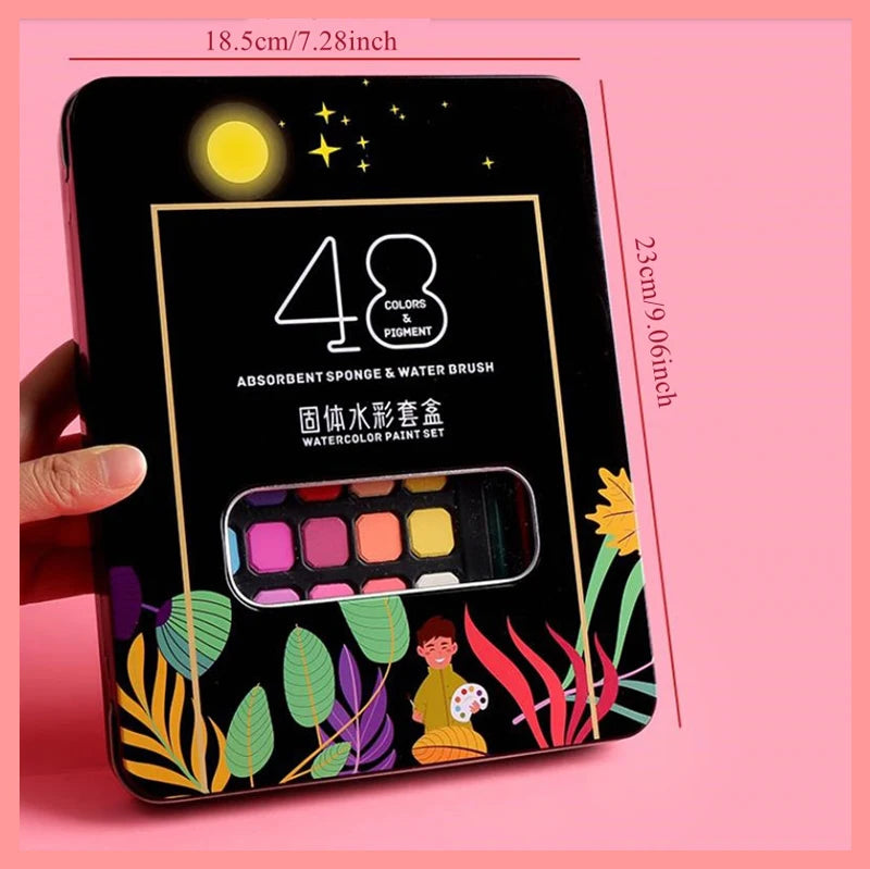 Watercolor Set with 48 colors and Brush & Paper Supplies