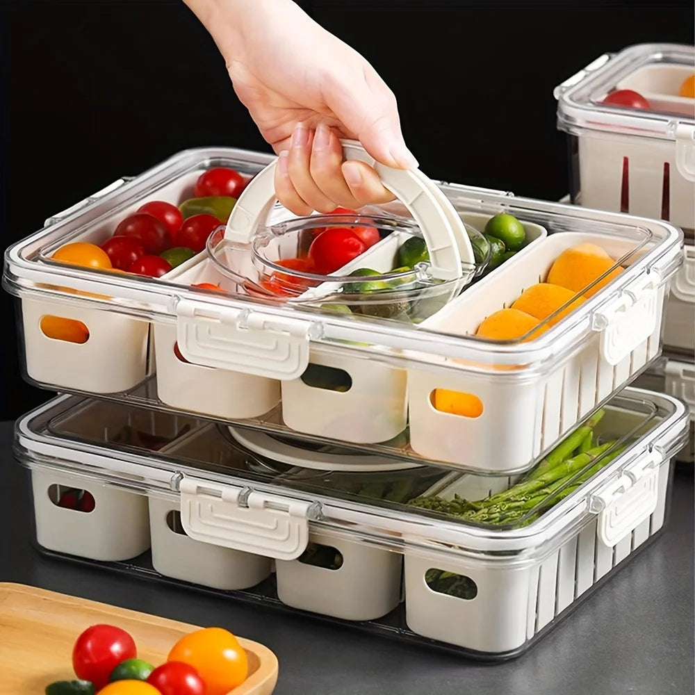 Snack Portable Tray with Handle – Veggie & Snack Organizer for Travel & Parties