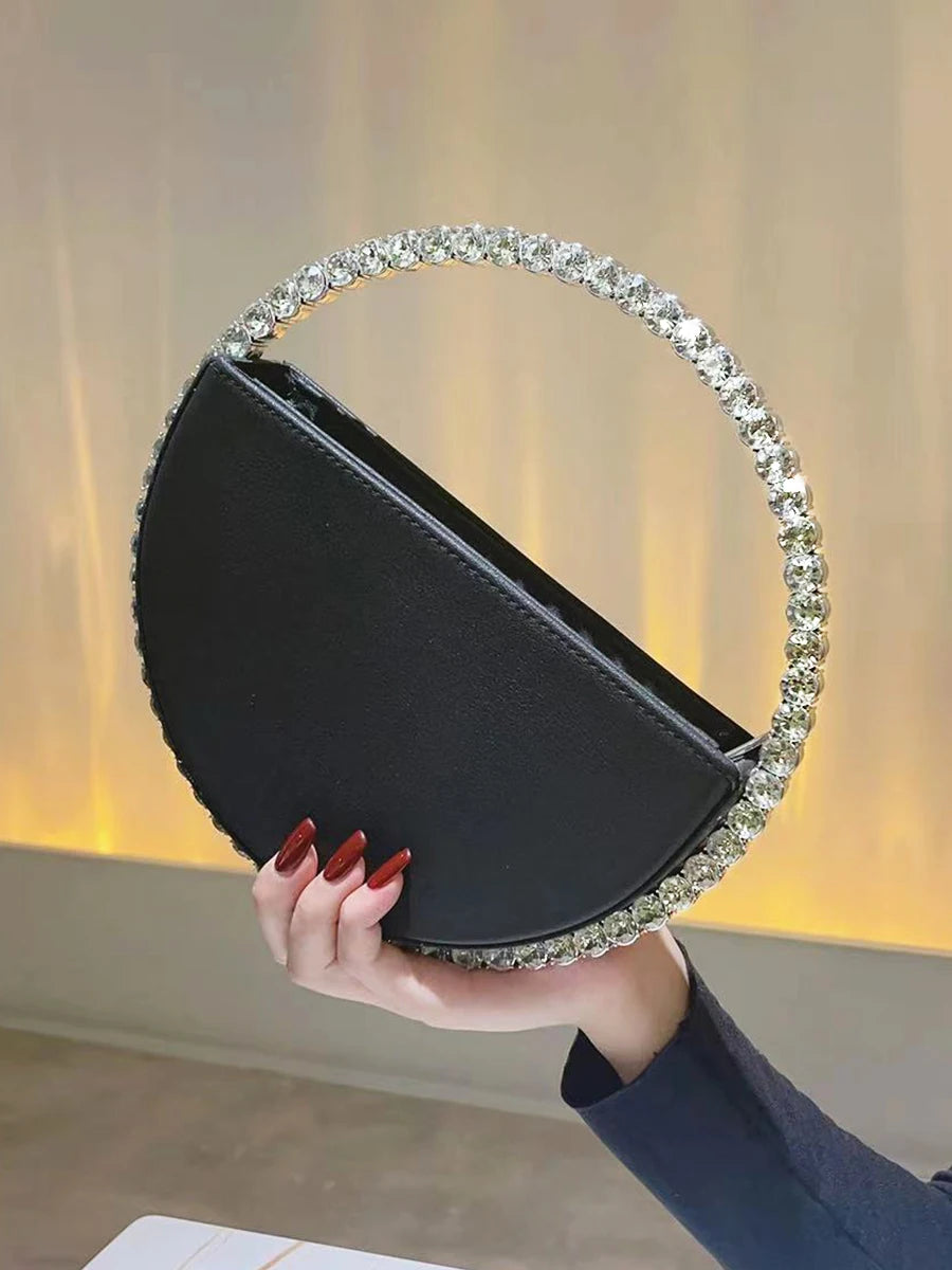 Rhinestone Round Ring Evening Bag