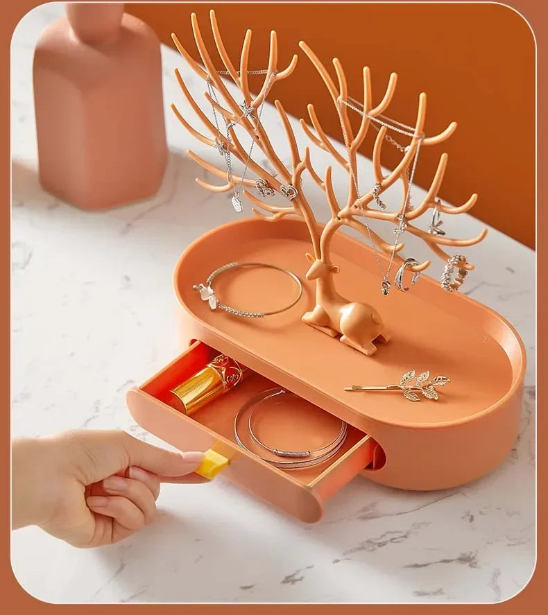 Jewelry Organizer Stand – Deer Antler Tray for Rings, Necklaces & Earrings