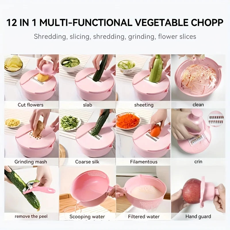 Slice Master 12-in-1 Vegetable Chopper – Multi-Functional Slicer, Shredder & Grater