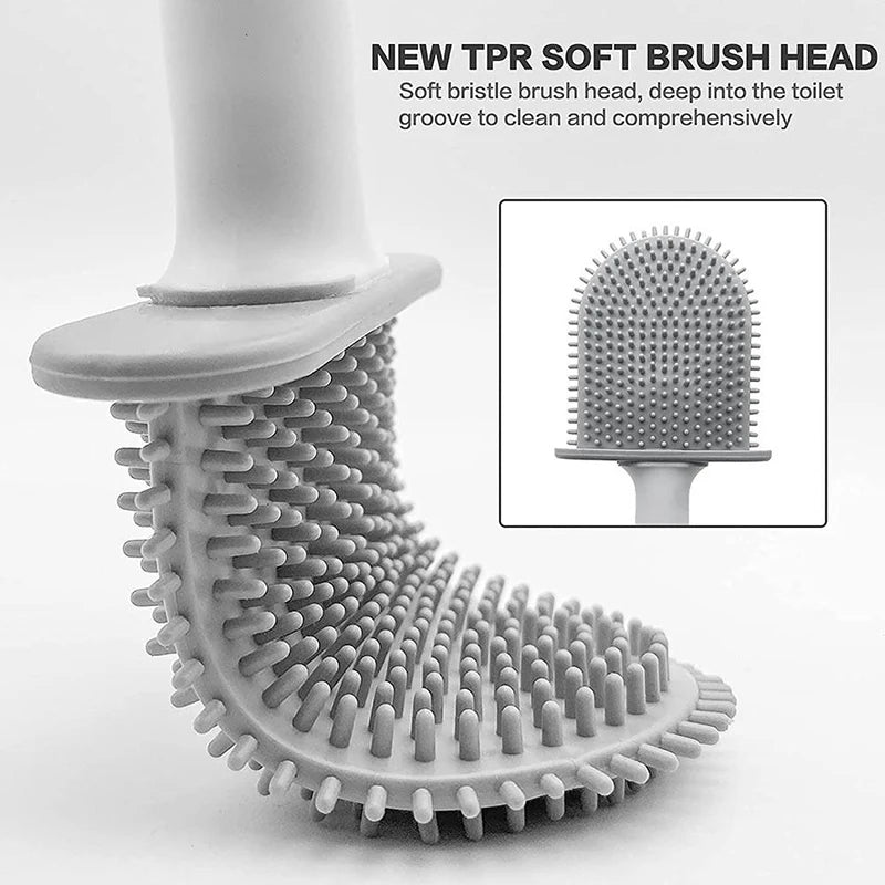 Clean Ease Wall-Mounted Toilet Brush – Long Handle Silicone Soft Bristles