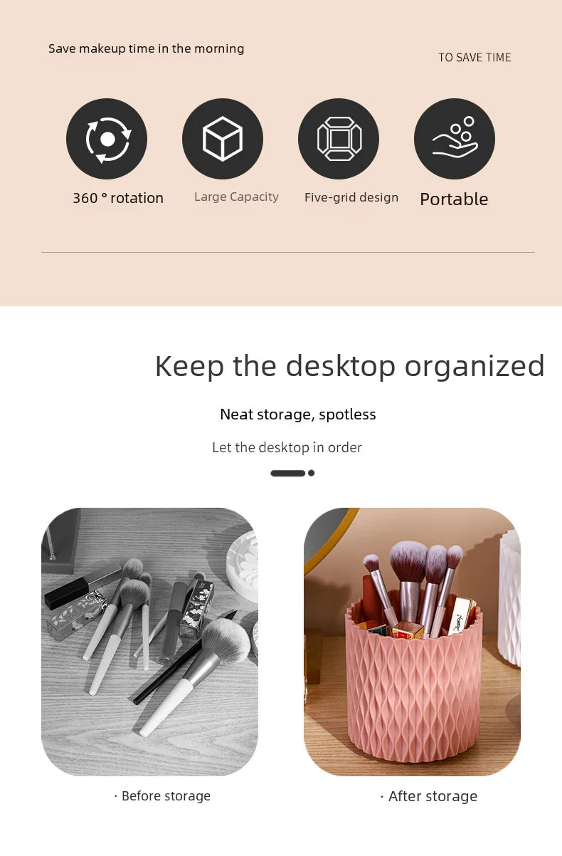 360° Rotating Makeup Brushes Holder