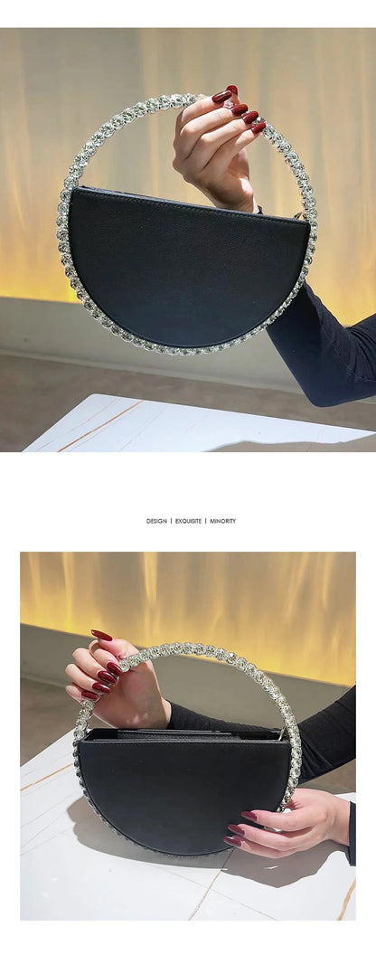 Rhinestone Round Ring Evening Bag