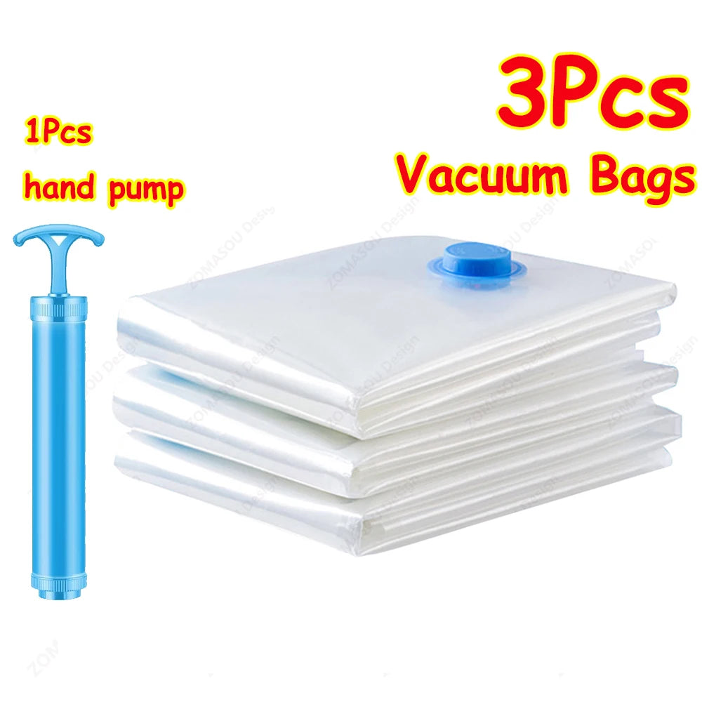 Vacuum Storage Bags – Clear Reusable Compression Set with Hand Pump