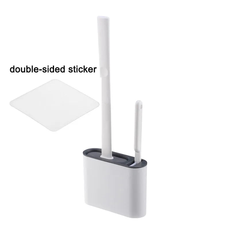 Clean Ease Wall-Mounted Toilet Brush – Long Handle Silicone Soft Bristles