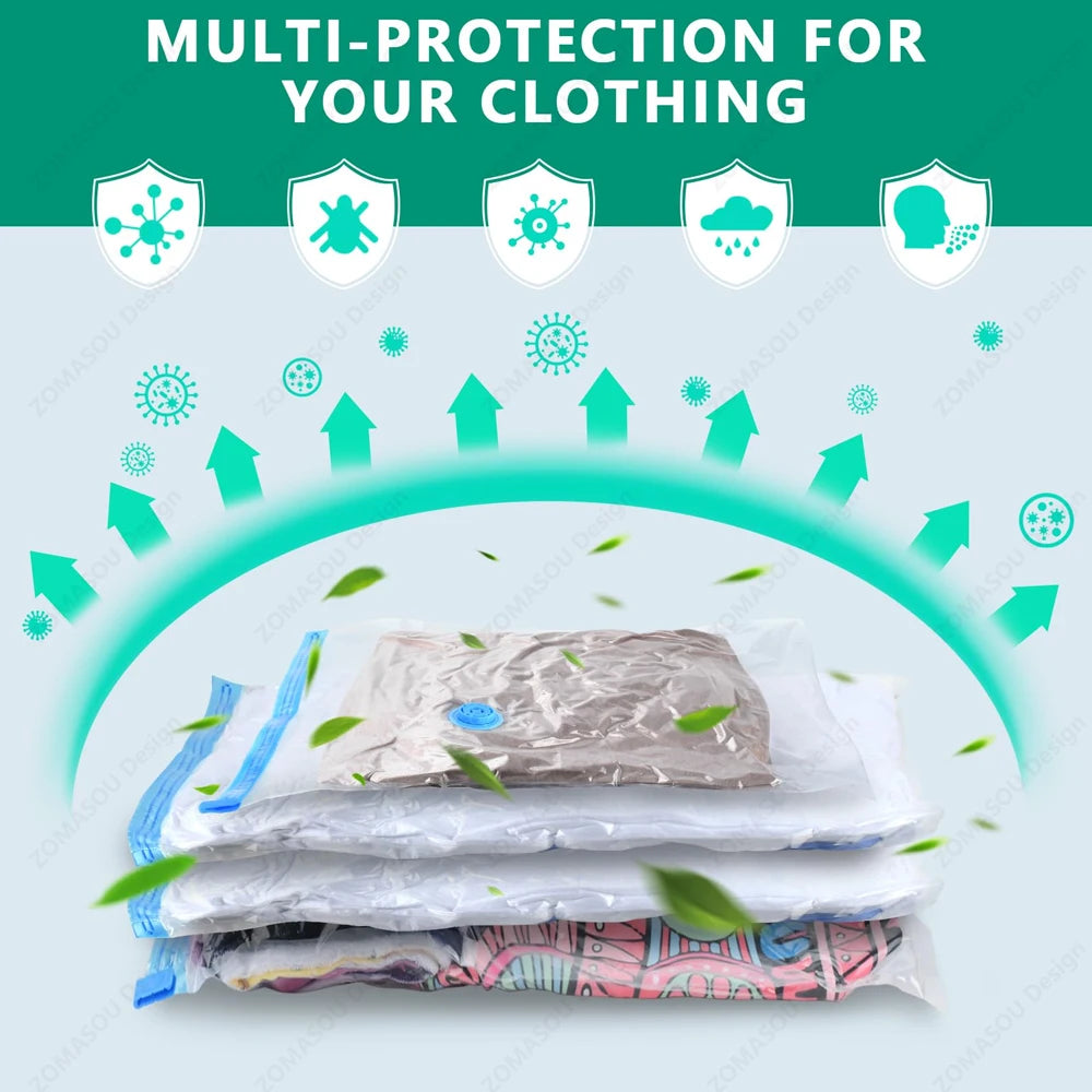 Vacuum Storage Bags – Clear Reusable Compression Set with Hand Pump