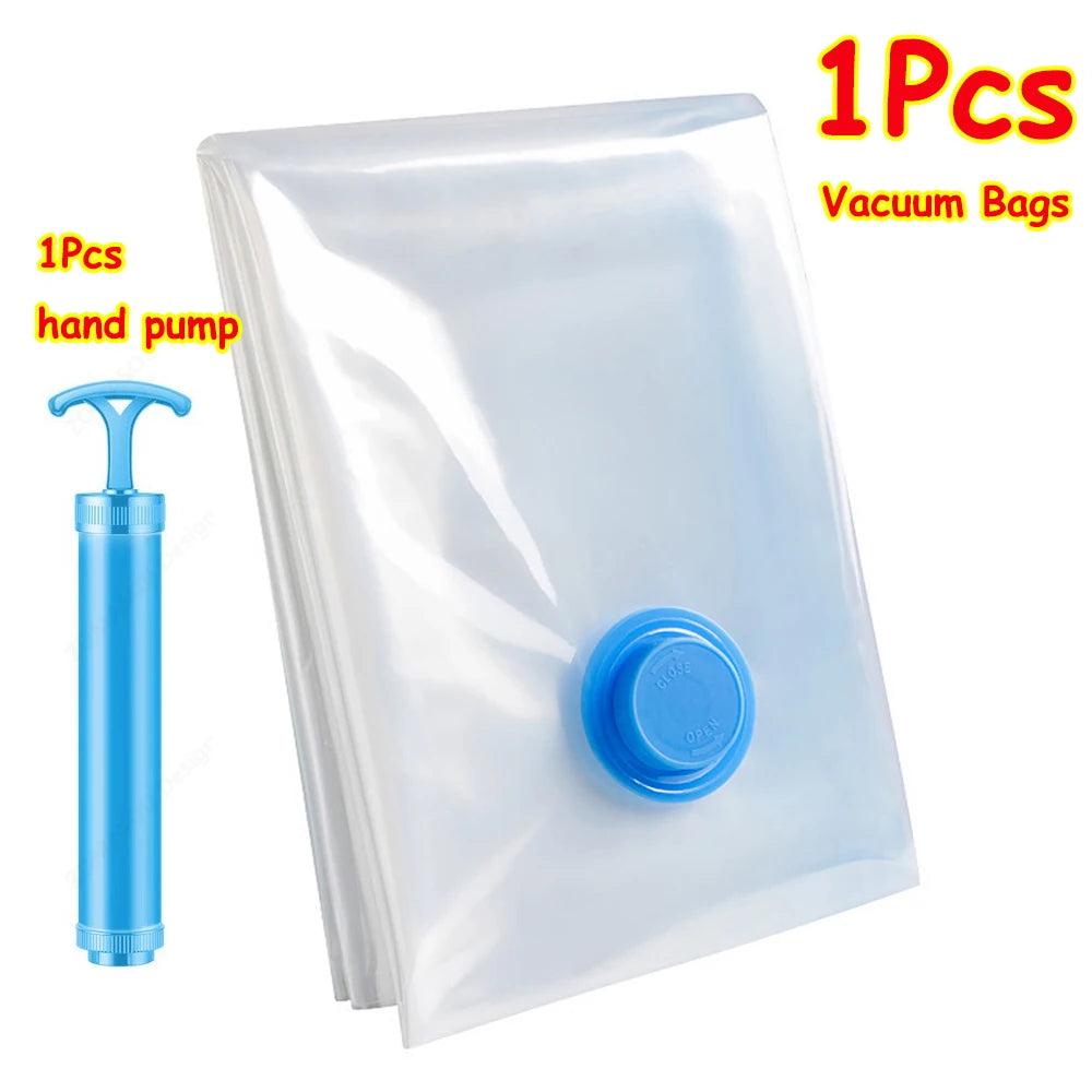 Vacuum Storage Bags – Clear Reusable Compression Set with Hand Pump