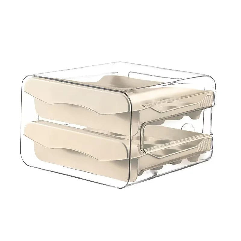 Double-Layer Egg Rack – Automatic Sliding Refrigerator Storage Box