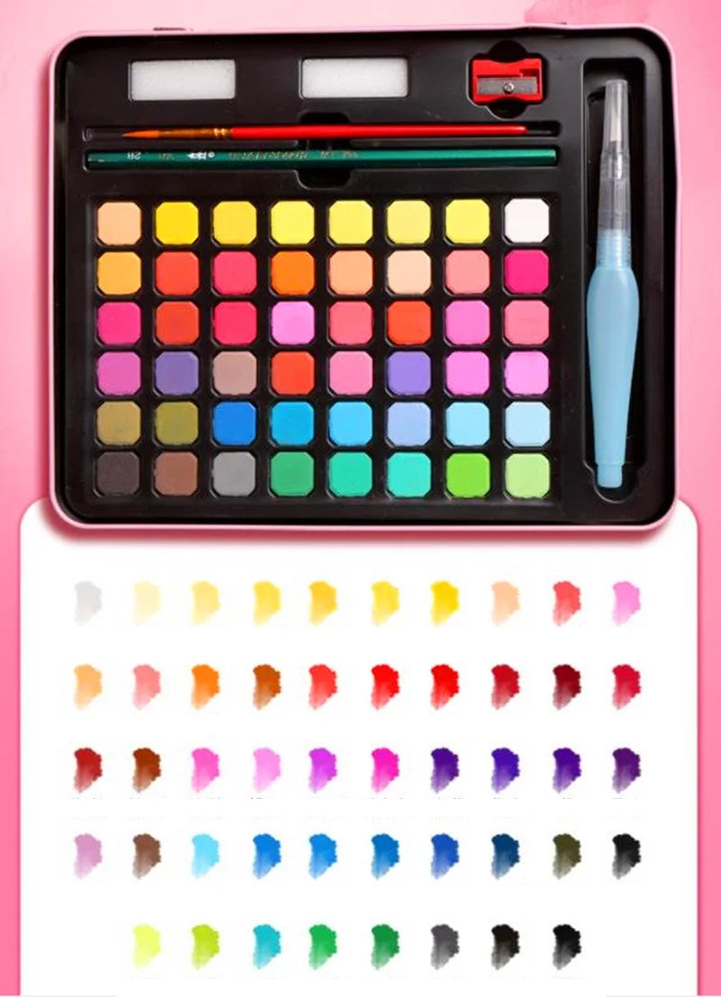 Watercolor Set with 48 colors and Brush & Paper Supplies