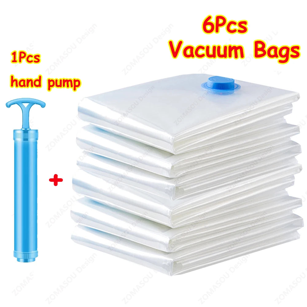 Vacuum Storage Bags – Clear Reusable Compression Set with Hand Pump