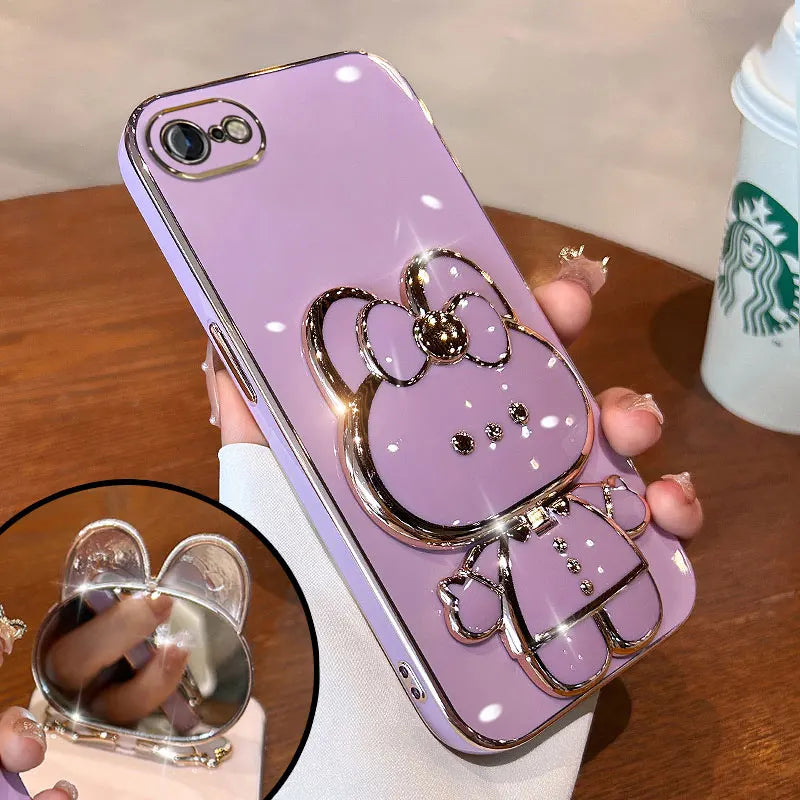 Rabbit Mirror Bracket Case – Protective Cover for iPhone 6/7/8 & 15 Plus
