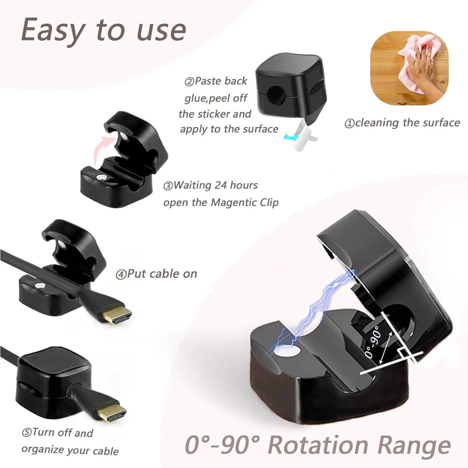 Magnetic Cable Organizer – Compact Cord Holder Clips for Desk & Appliances