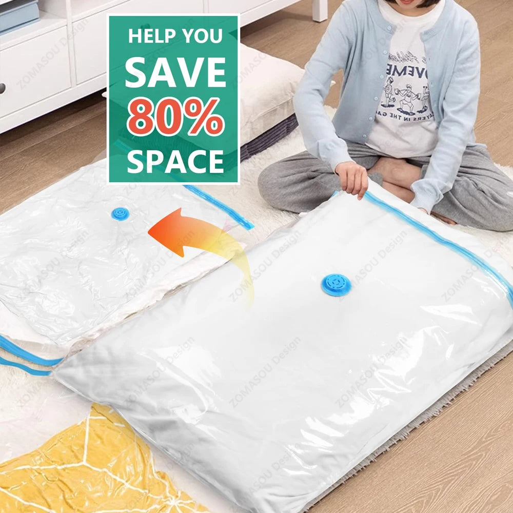 Vacuum Storage Bags – Clear Reusable Compression Set with Hand Pump