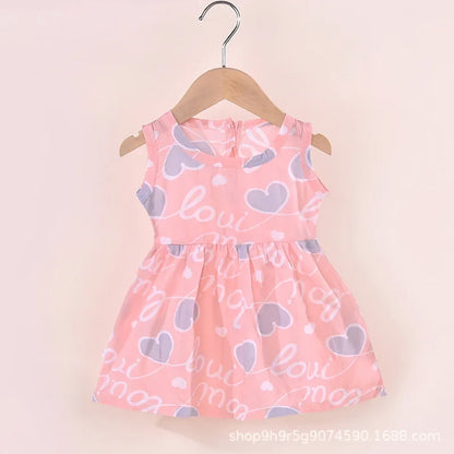Baby Girls Sleeveless Flower Print Dresses