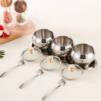 Gold and Silver  Kitchen Condiment Pots