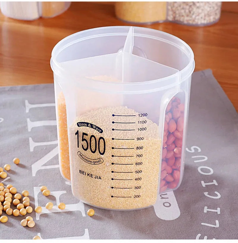 Grain Storage Box – Large-Capacity Multi-Grid Container with Moisture-Proof Sealed Lid