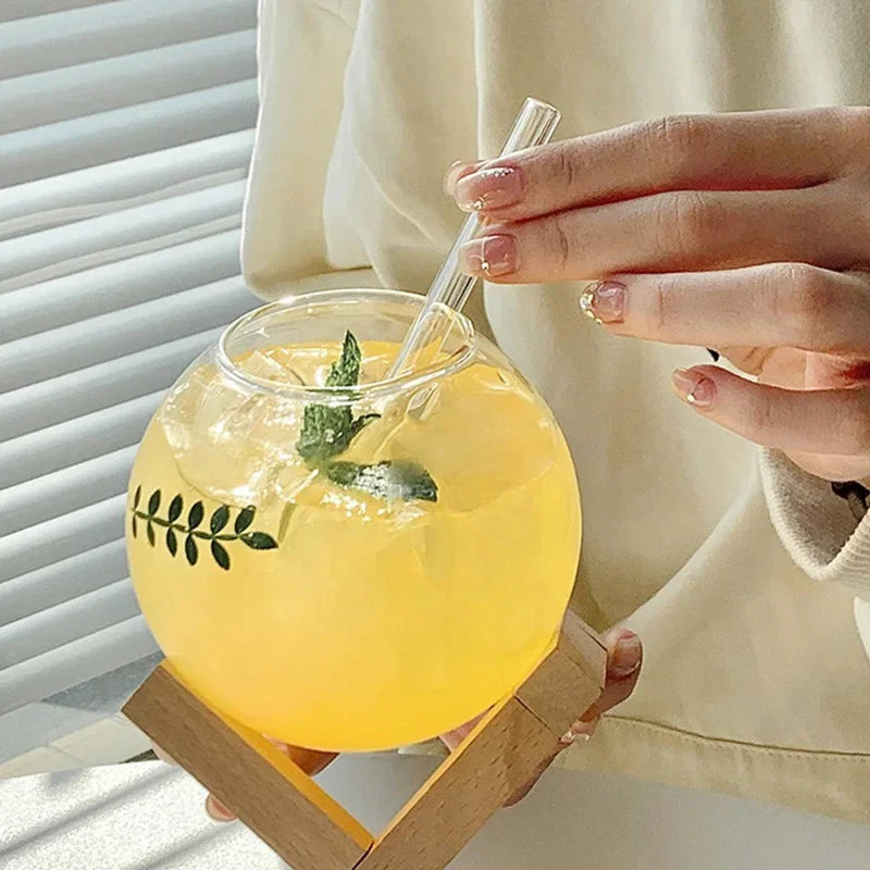 Glass Cup With Wood Stand