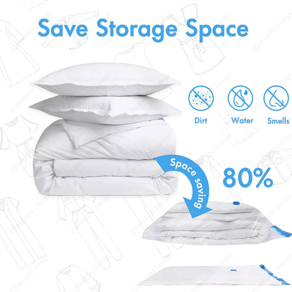 Vacuum Storage Bags – Clear Reusable Compression Set with Hand Pump