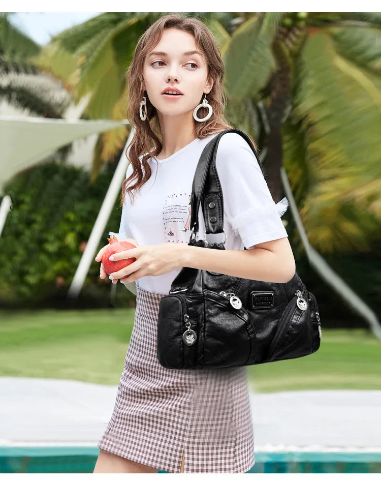 Y2K Crossbody – Retro PU Leather Biker Bag
