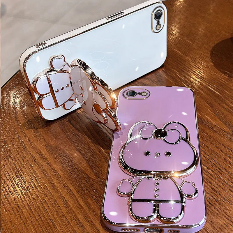 Rabbit Mirror Bracket Case – Protective Cover for iPhone 6/7/8 & 15 Plus