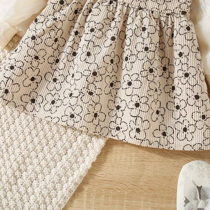 Lace Flower Print  Girls' Dress