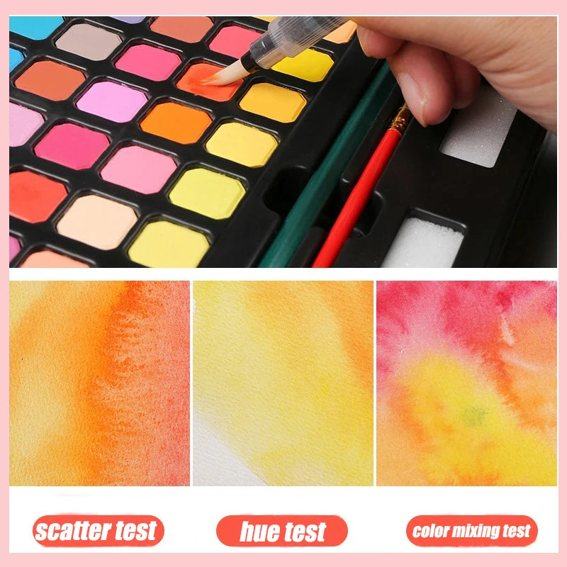 Watercolor Set with 48 colors and Brush & Paper Supplies