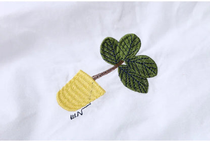 Cotton Embroidery Loose Long White Shirts
