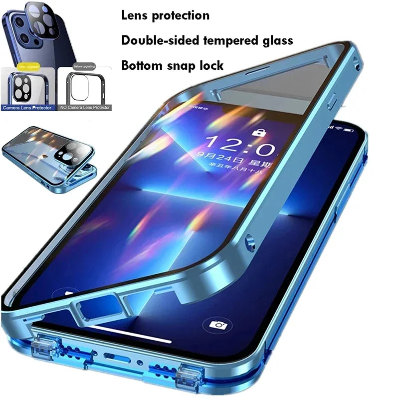 lear Magnetic Glass Case – 360° Protection for iPhone 12–16 Series