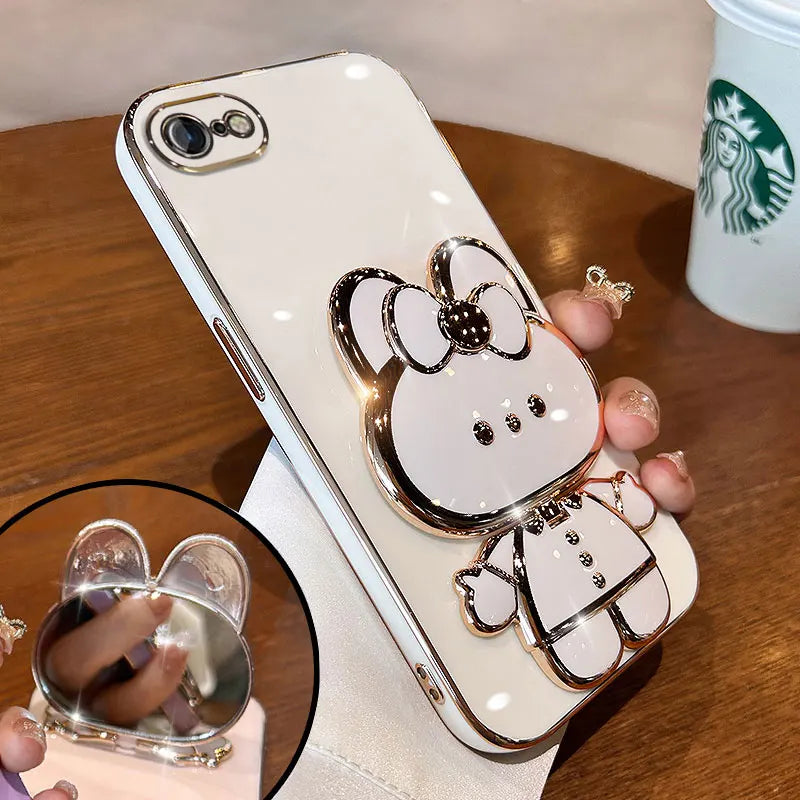 Rabbit Mirror Bracket Case – Protective Cover for iPhone 6/7/8 & 15 Plus