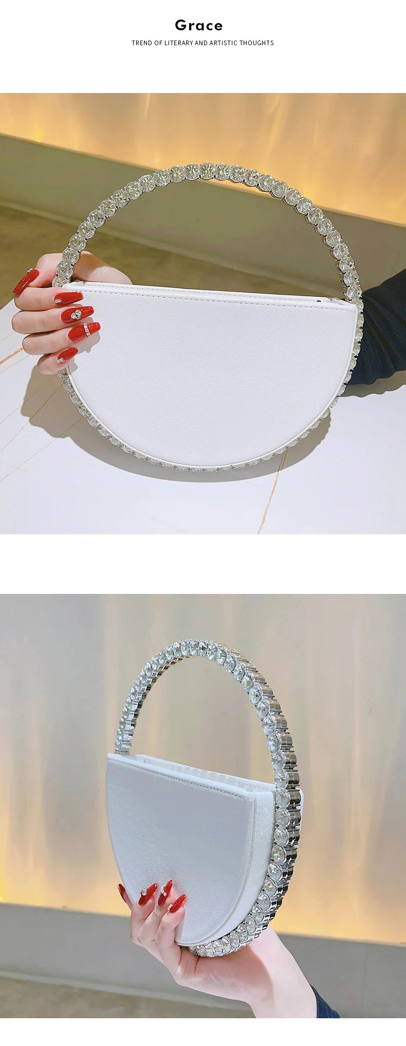 Rhinestone Round Ring Evening Bag