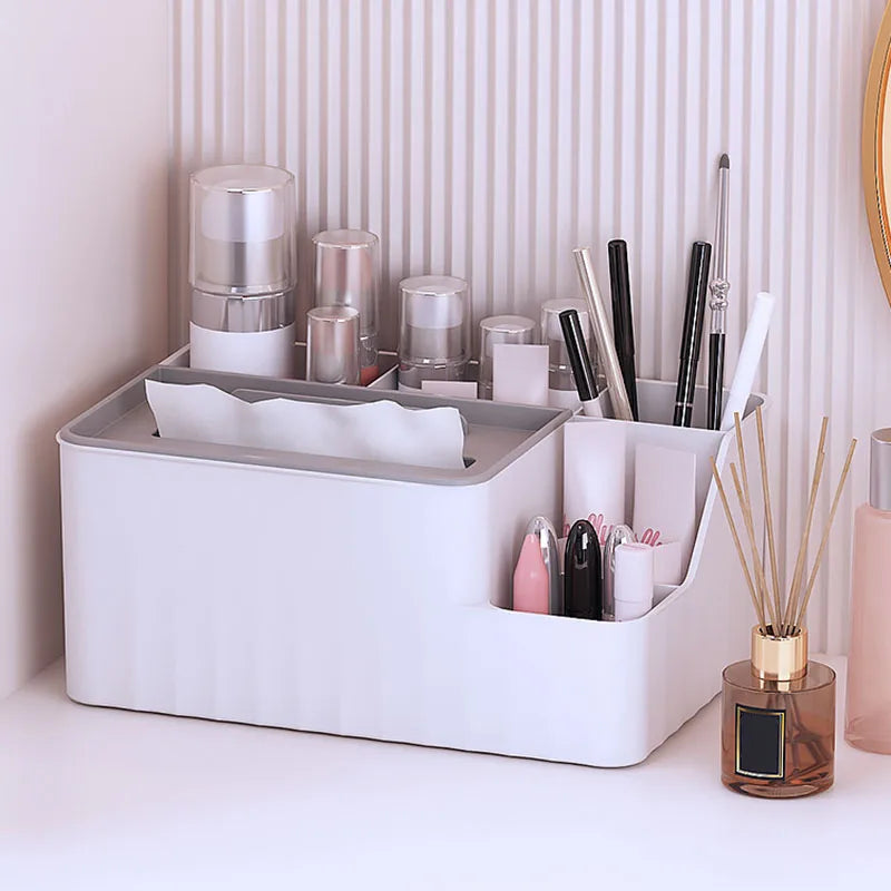 Multi-Function Tissue Organizer – Pen & Remote Storage Box for Office or Home