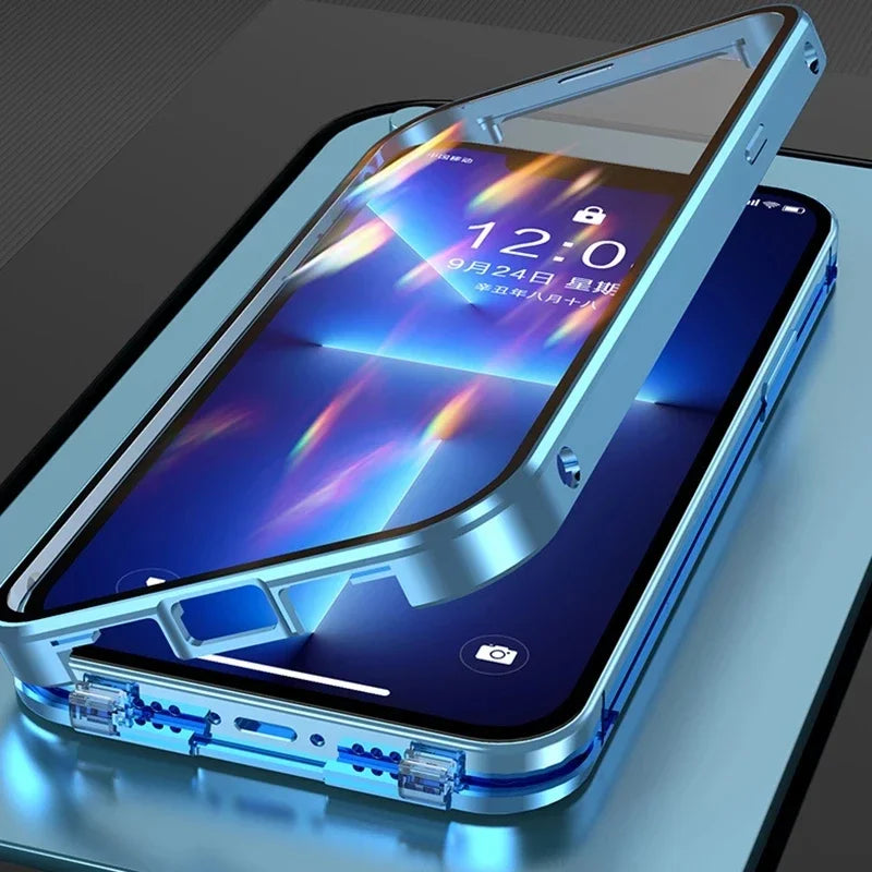 lear Magnetic Glass Case – 360° Protection for iPhone 12–16 Series