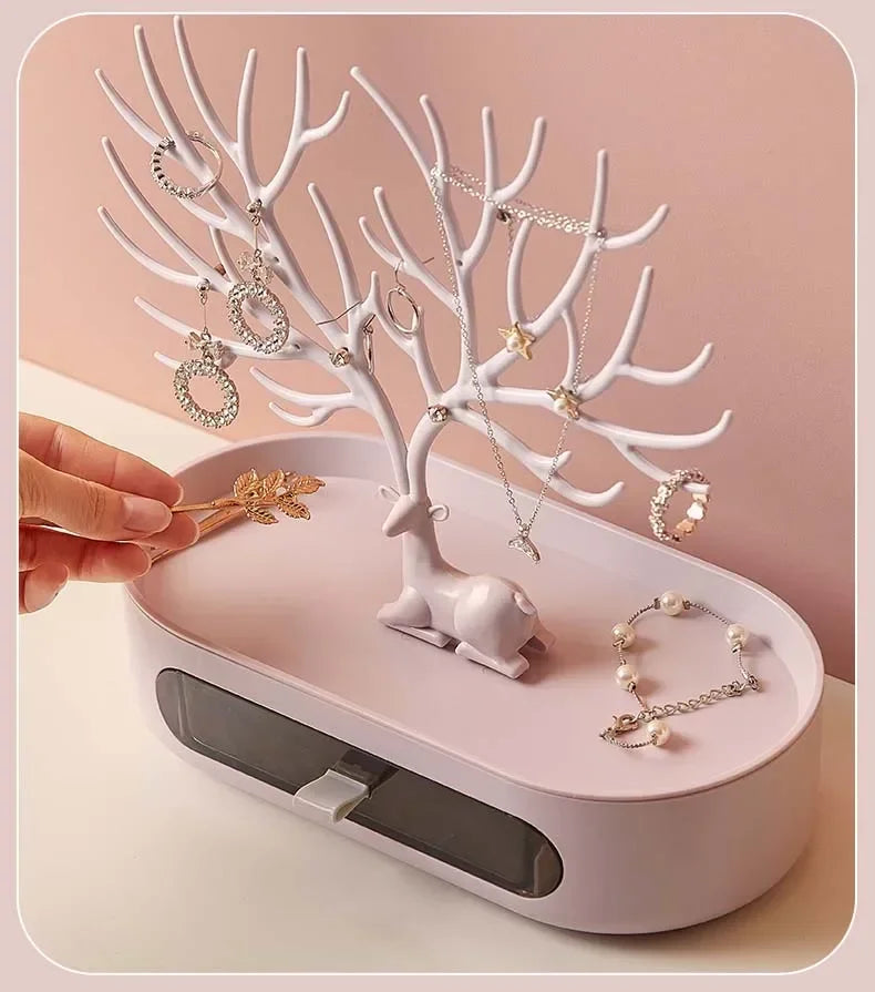 Jewelry Organizer Stand – Deer Antler Tray for Rings, Necklaces & Earrings