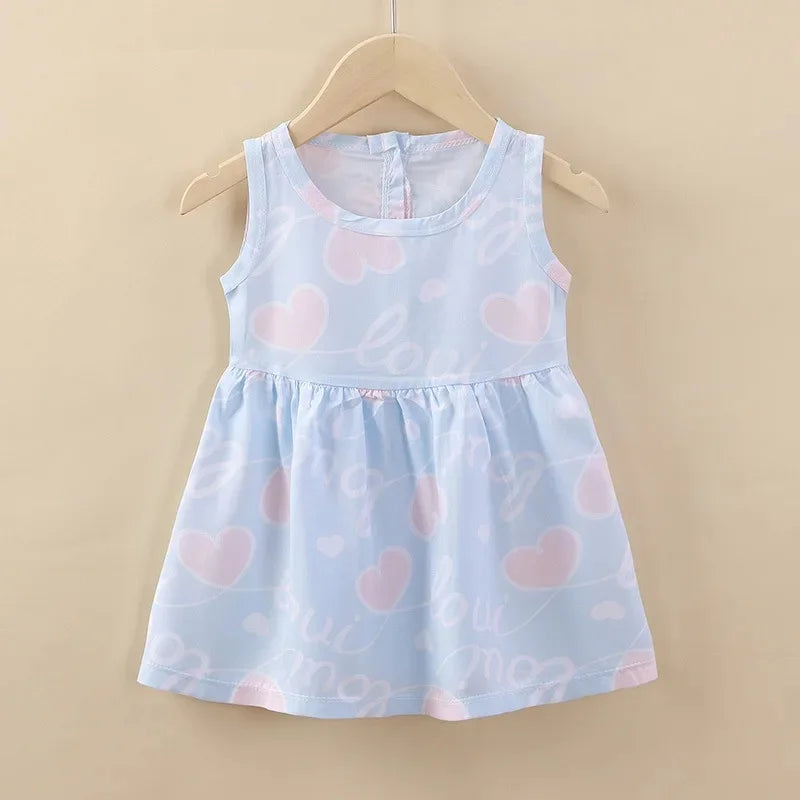 Baby Girls Sleeveless Flower Print Dresses