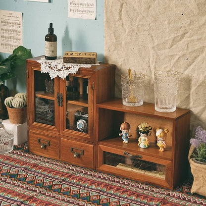 Vintage Wooden Double Door Display Cabinet