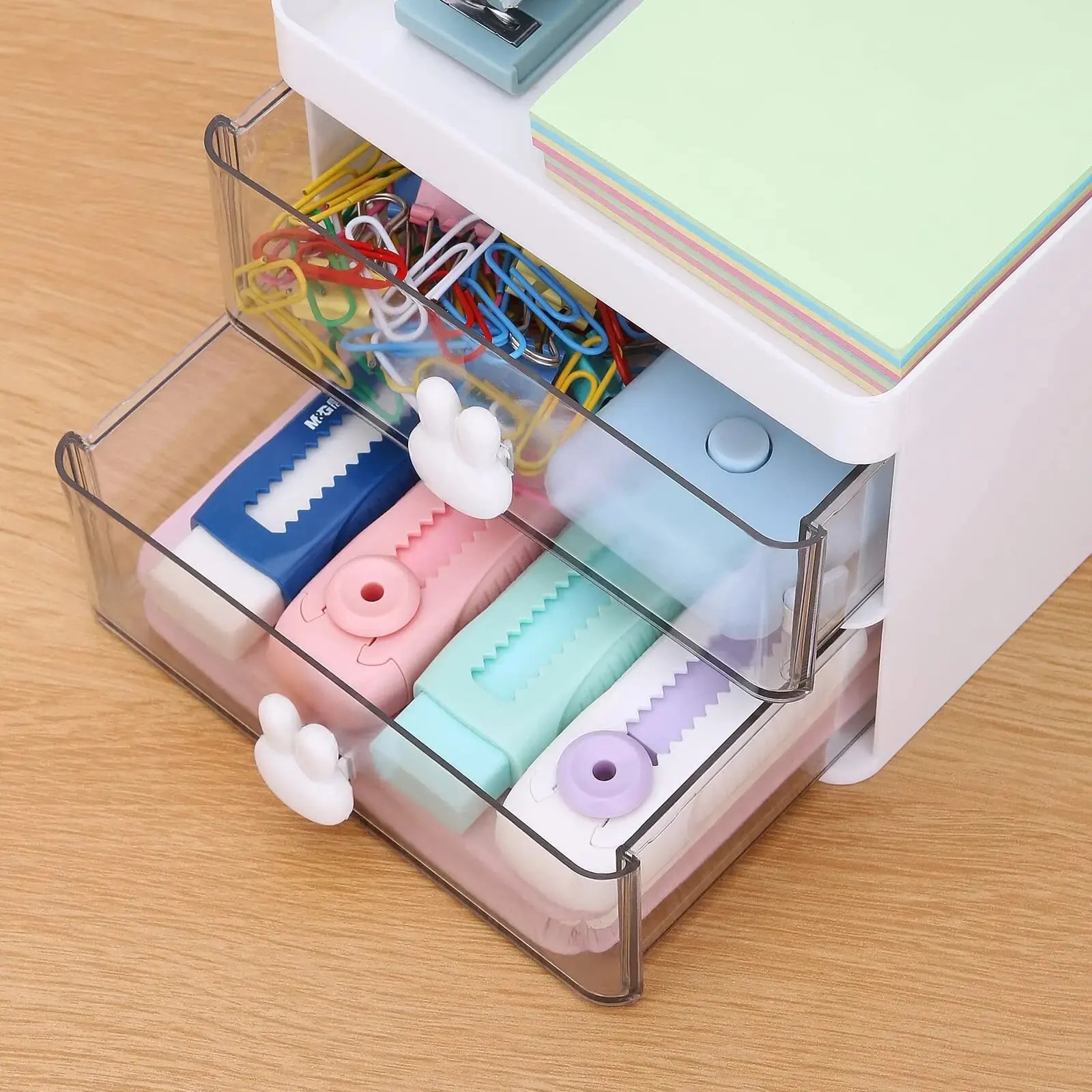 Small Desk Organizer with Drawer – Desktop Storage Box for Pens, Phones, Cards & Stationery