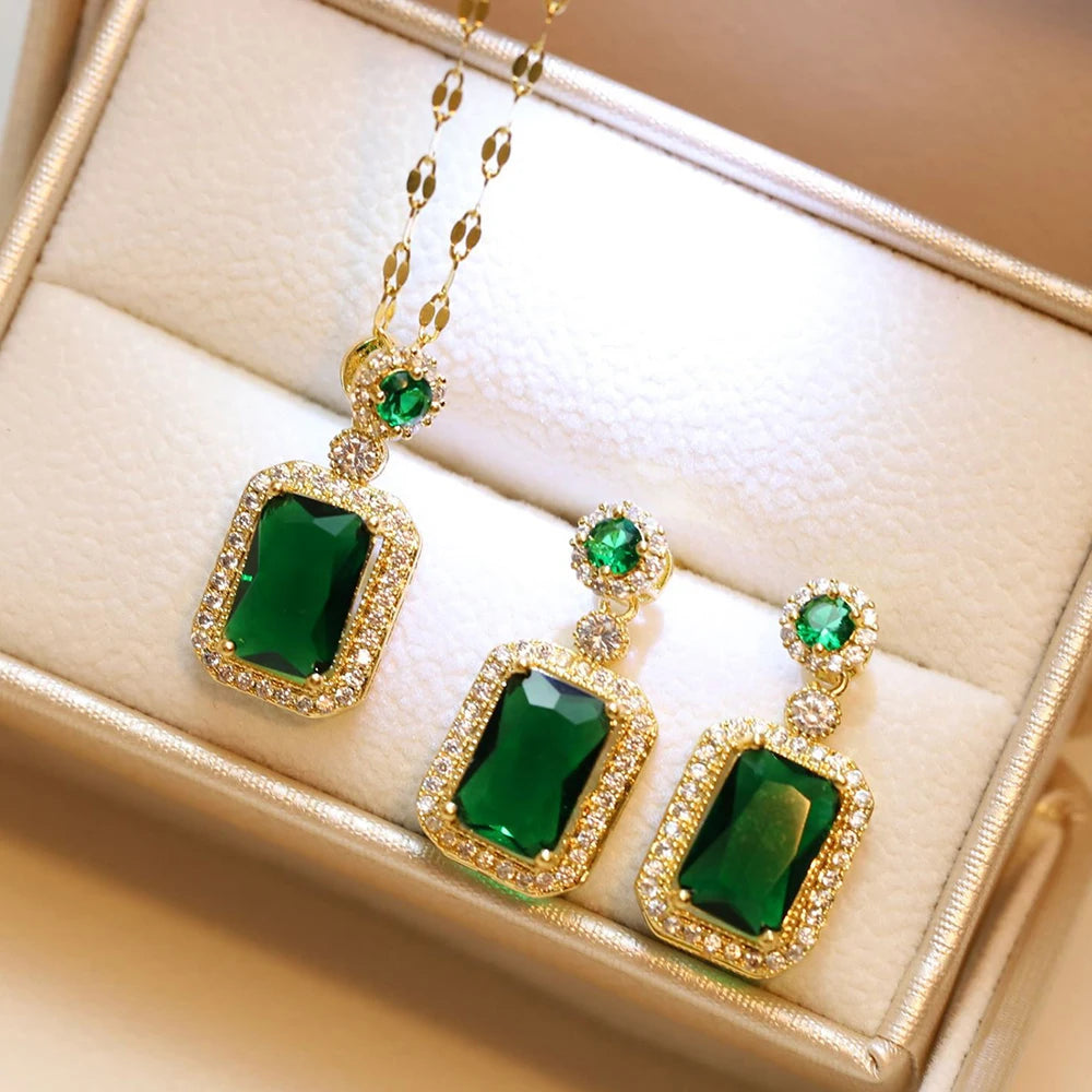 Quadrate Rhinestone Jewelry Set