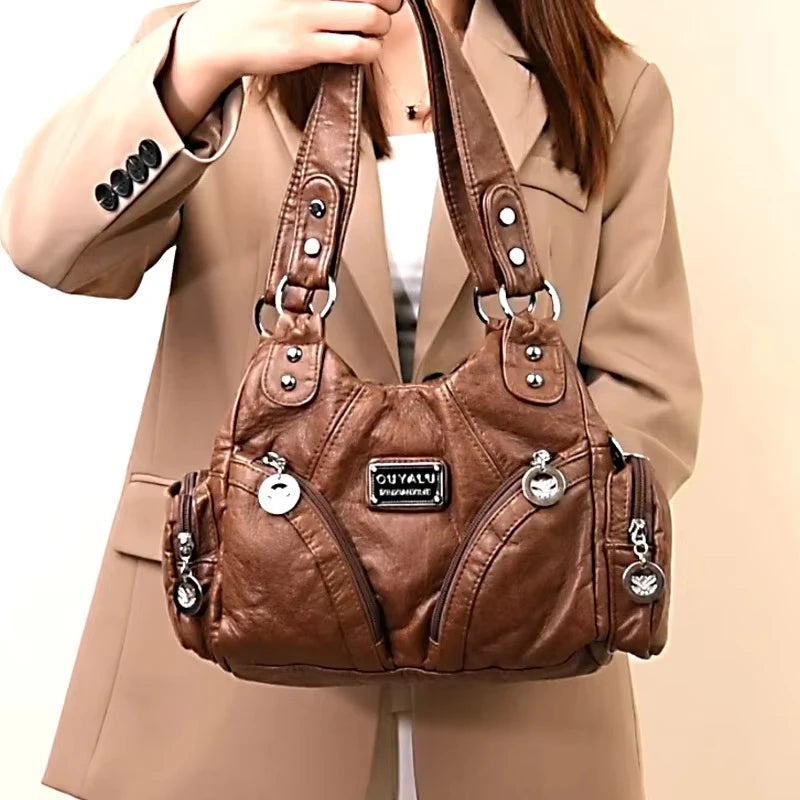 Y2K Crossbody – Retro PU Leather Biker Bag