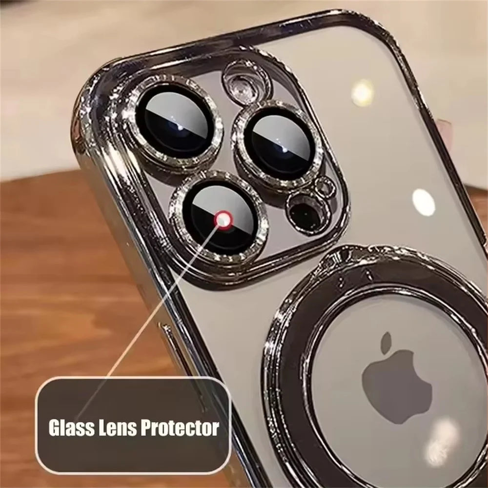 Clear Magnetic MagSafe Case – Acrylic Stand Holder Cover for iPhone 11–16