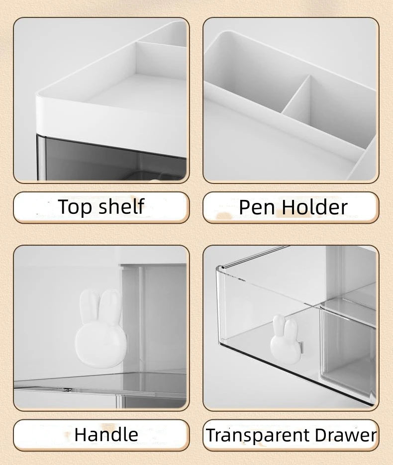 Small Desk Organizer with Drawer – Desktop Storage Box for Pens, Phones, Cards & Stationery