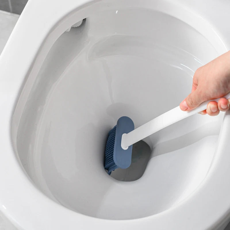 Clean Ease Wall-Mounted Toilet Brush – Long Handle Silicone Soft Bristles